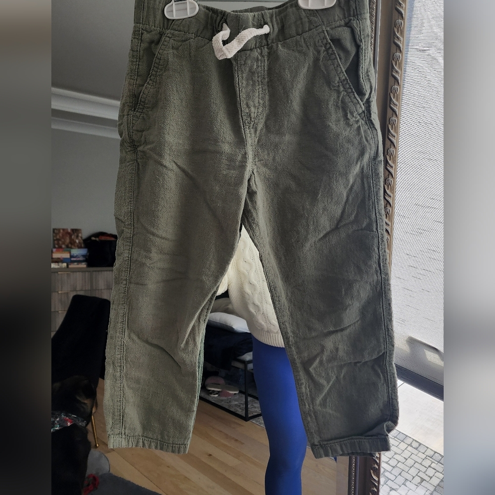 H&M Olive Green Linen Pants Size 5T